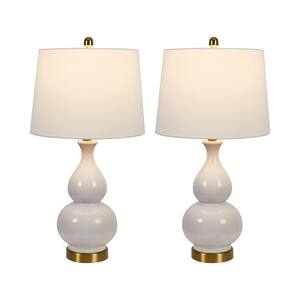 Sacramento 26 .75 in. White Table Lamp Set with USB (Set of 2)