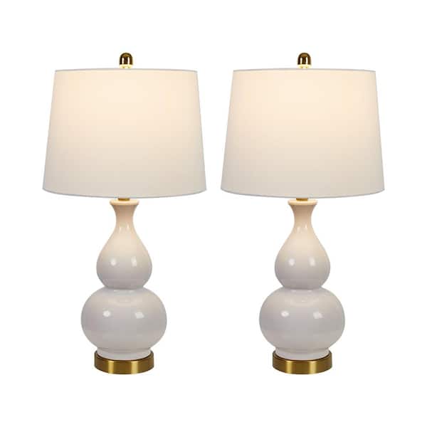Maxax Sacramento 26 .75 in. White Table Lamp Set with USB (Set of 2)