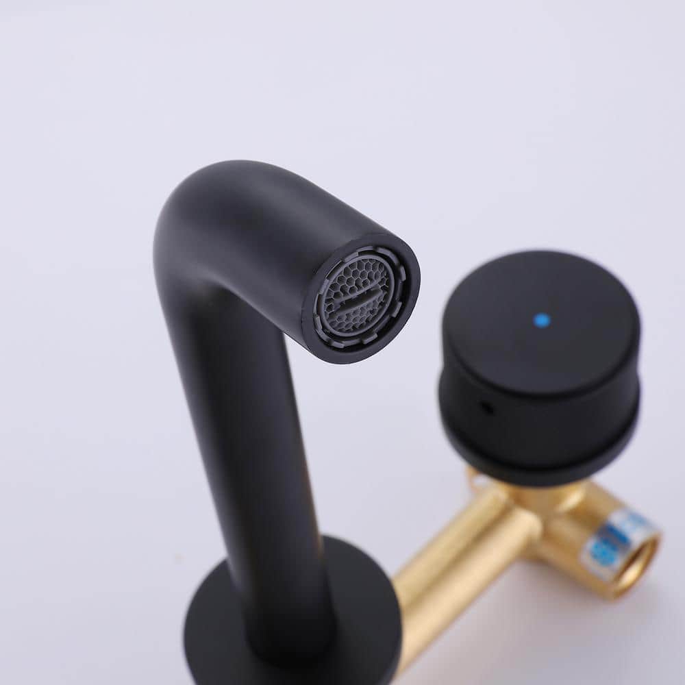 Matte Black Wall-Mount Two-Handle Bathroom Faucet