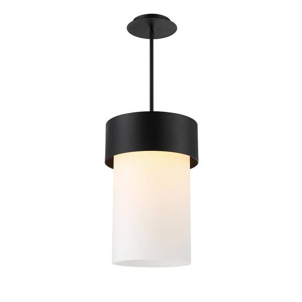 WAC Lighting Napa 18 in. 215-Watt Equivalent Integrated LED Black Pendant with Acrylic Shade