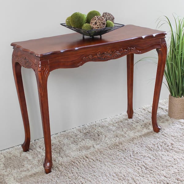 Unbranded Windsor 38 in. Mahogany Standard Rectangle Wood Console Table
