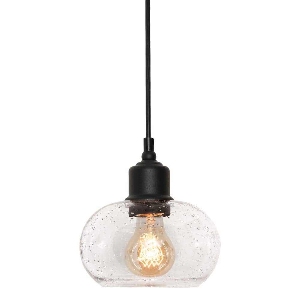 Laney 1-Light Black, Clear Shaded Pendant Light with Clear Seeded Glass Shade price history on PriceWatchPro