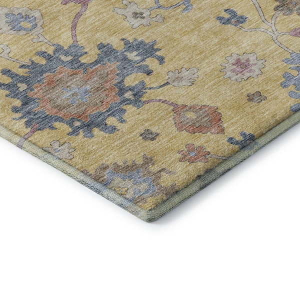 Mayfield Premium Machine Washable Abstract AMF1218 Gold 2 ft. x 3 ft. Area Rug