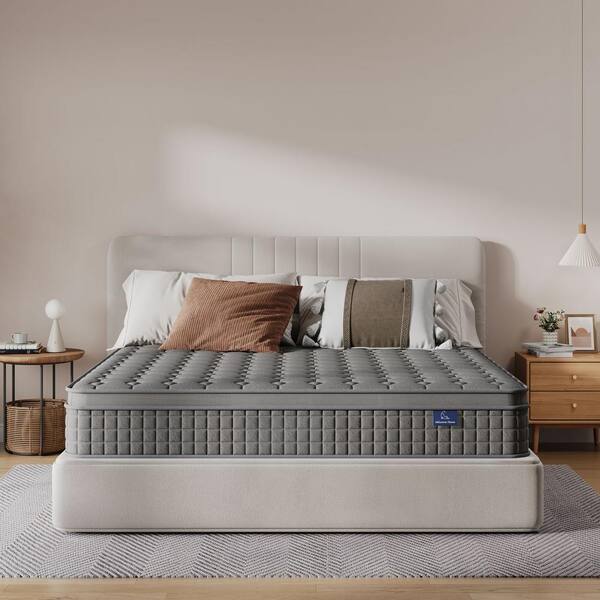 Vesgantti Original Hybrid Series Full Medium Memory Foam Euro Top 12 in. Grey Mattress