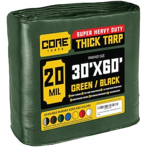 30 ft. x 60 ft. Green/Black 20 Mil Heavy Duty Polyethylene Tarp, Waterproof, UV Resistant, Rip and Tear Proof