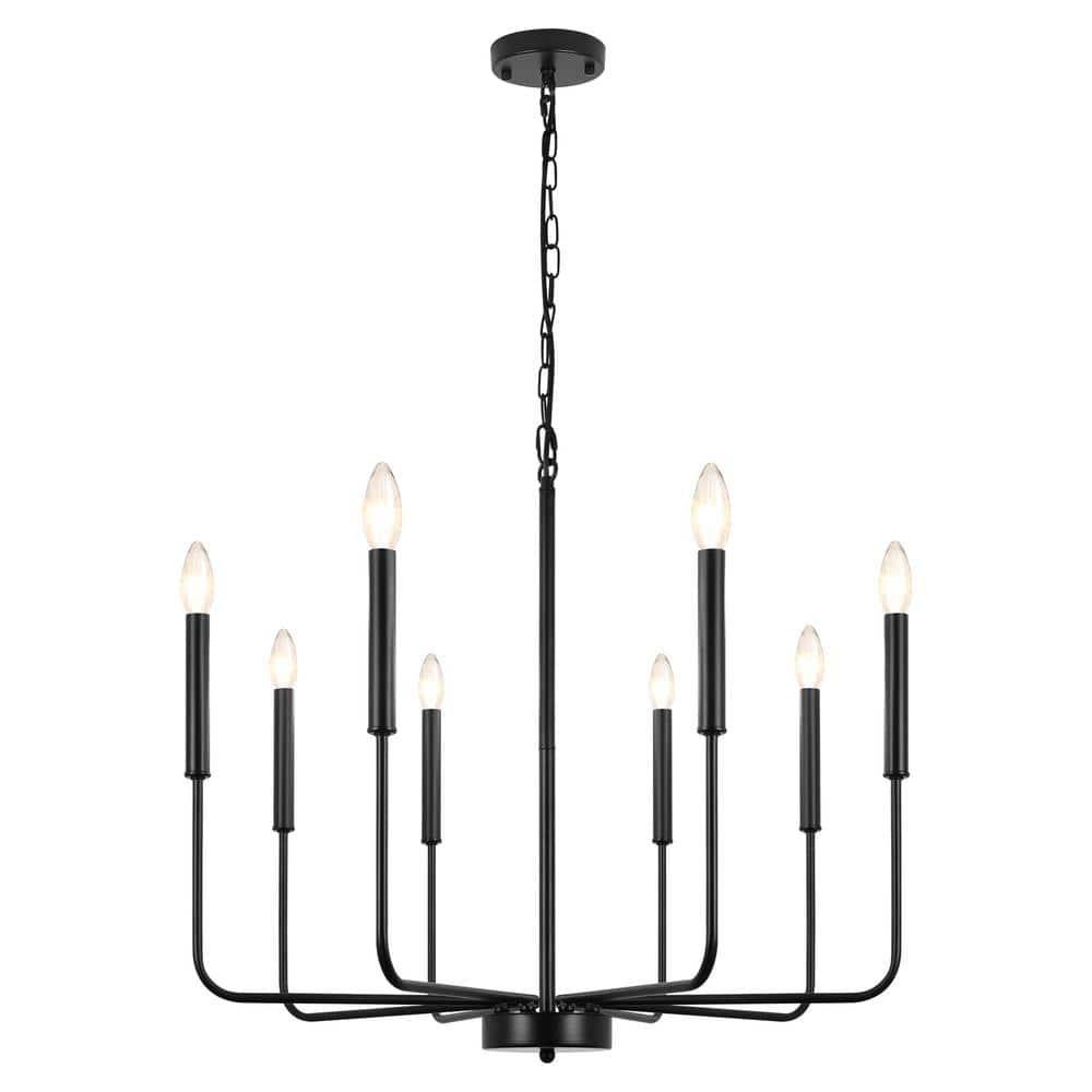 8-Light Matte Black Farmhouse Candle Style Chandelier for Living Room Kitchen Island with No Bulbs Included price history on PriceWatchPro