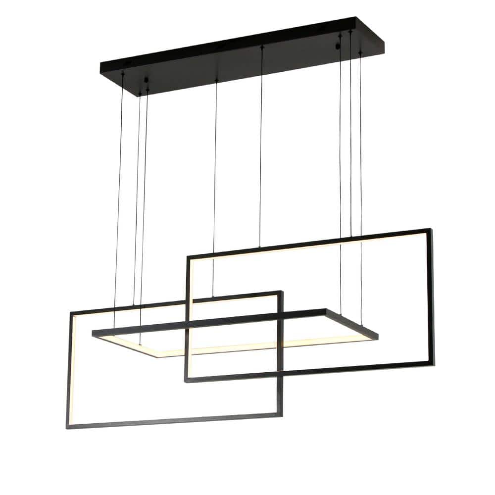 UMEILUCE 54 in. 3Lights Dimmable Integrated LED Black Statement