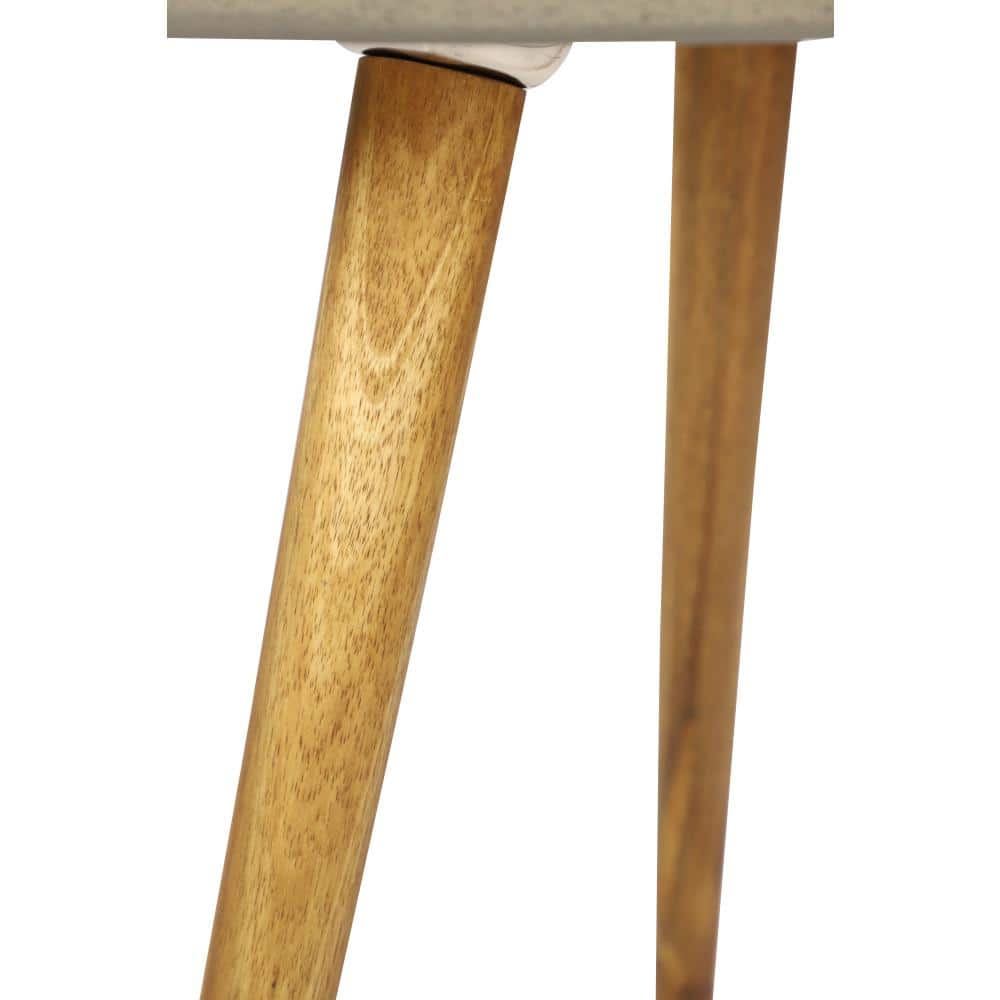 Gray Polycement and Acacia Wood Outdoor Accent Table