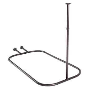 54 in. Extra-Large x 26 in. Rustproof Aluminum Hoop Shower Rod in Oil Rubbed Bronze W/ Ceiling Support for Clawfoot Tub