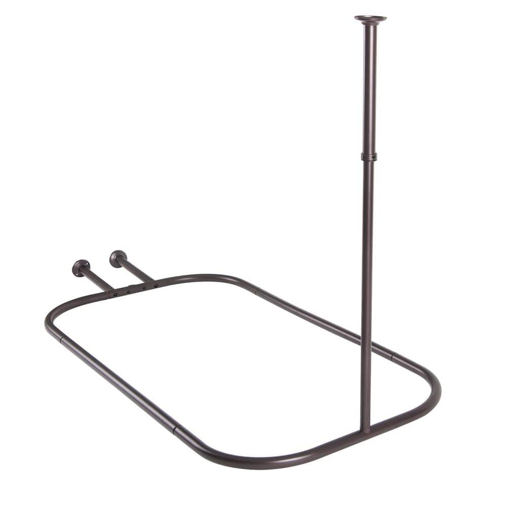 Oil Rubbed Bronze D-Shaped Ceiling Mounted Shower Curtain Rod Set
