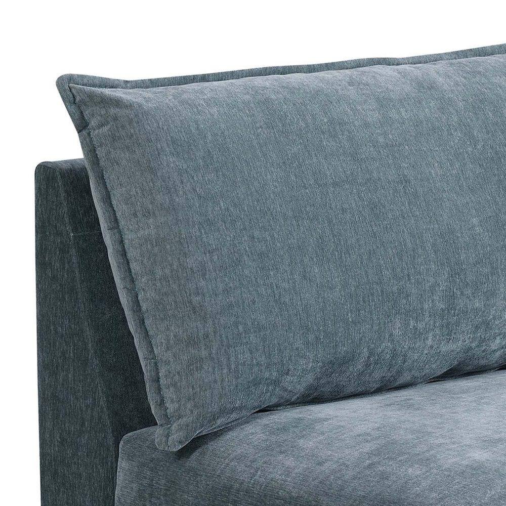 Slate Blue Suede-Like Modular Armless Sofa Chair with Lumbar Cushion