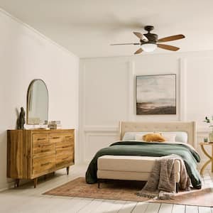 Carlson 52 in. Indoor Oiled Bronze Downrod Mount Ceiling Fan with Integrated LED with Wall Control Included