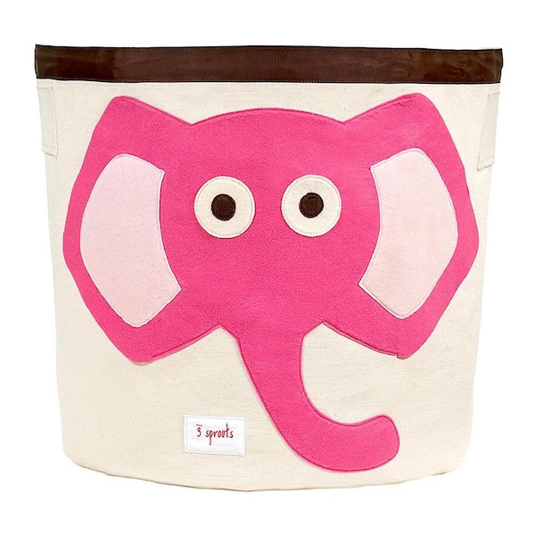 3 Sprouts Canvas Beige Elephant Themed Storage Bin Laundry and Toy ...
