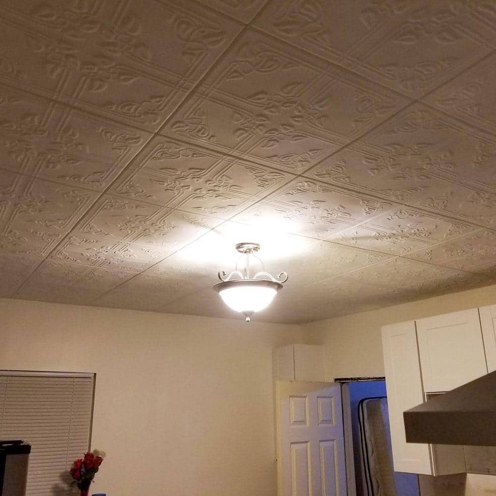 White Washed Copper Faux Tin Glue-Up Ceiling Tile