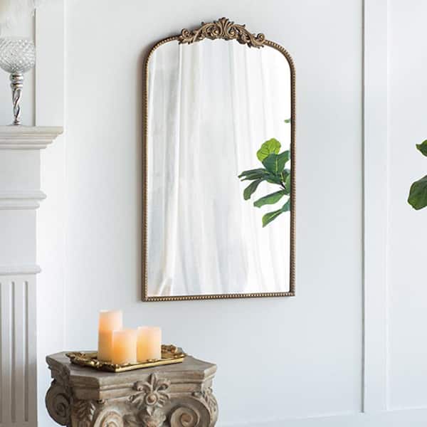 Blisstyle Gold 24 in W x 42 in. H Mid Century Arch MDF Framed Mirror Wall Mirror Wall Decor Mirror