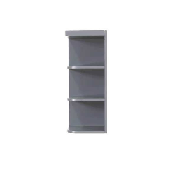 LIFEART CABINETRY Shaker Ready to Assemble 12x42x12 in. Left Wall Open End Shelf with 3 Fixed-Shelves in Gray
