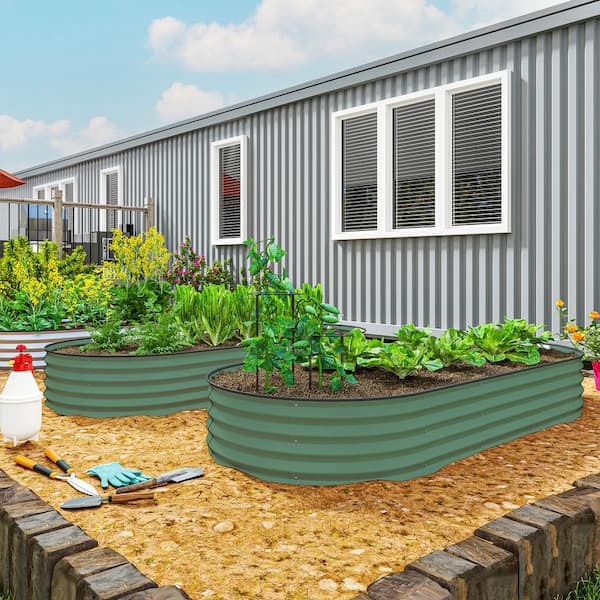 Outsunny 2PCS Galvanized Raised Garden Bed, 7' x 3' x 1