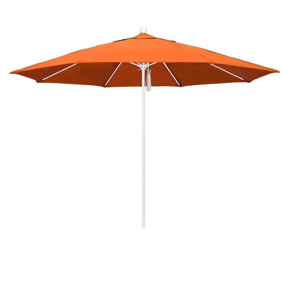 11 ft. Matted White Aluminum Market Patio Umbrella with Fiberglass Ribs Pulley Lift in Tangerine Sunbrella price history on PriceWatchPro