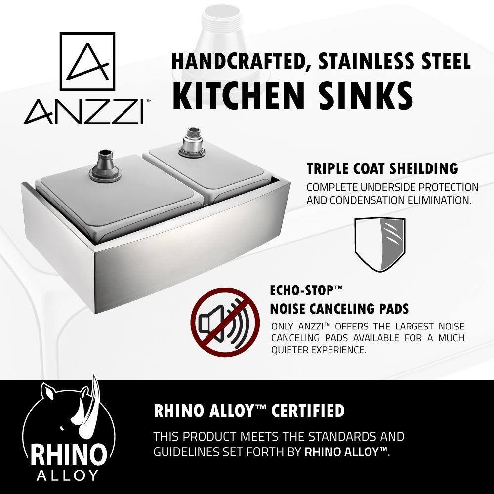 Elysian 33" Stainless Steel Double Bowl Farmhouse Sink