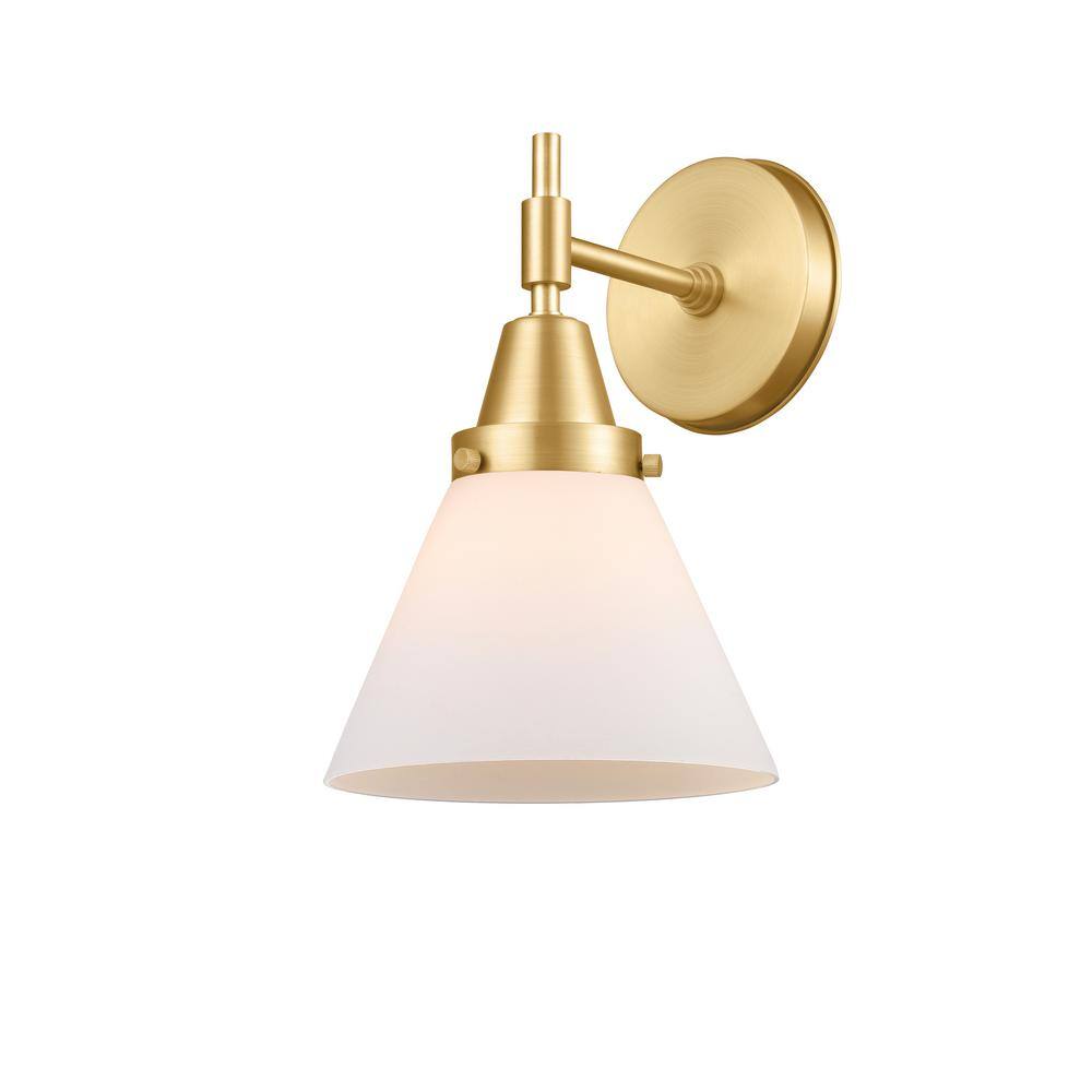 Cone 1-Light Satin Gold, Matte White Wall Sconce with White Glass Shade price history on PriceWatchPro