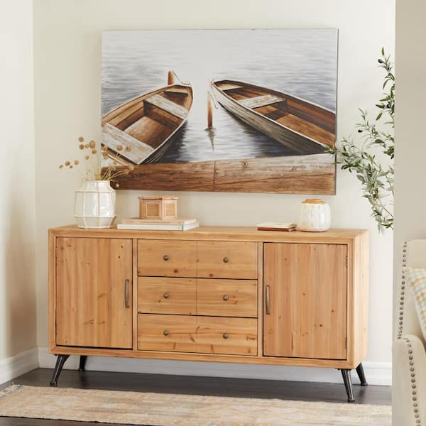 Lillibet Light Brown Wood 3 Drawers 1 Shelf and 2 Doors Buffet 59 in. x 31 in.