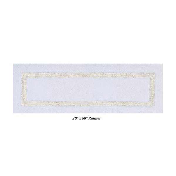 Hotel 20 in. x 60 in. White and Ivory 100% Cotton Runner Bath Rug