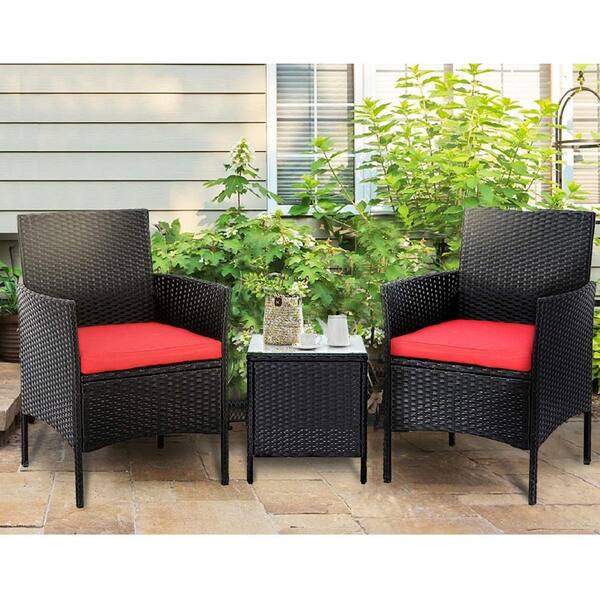 Marquee 3 piece 2024 black wicker bistro set