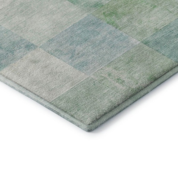 Mayfield Premium Machine Washable Abstract AMF1255 Seafoam 8 ft. x 10 ft. Area Rug