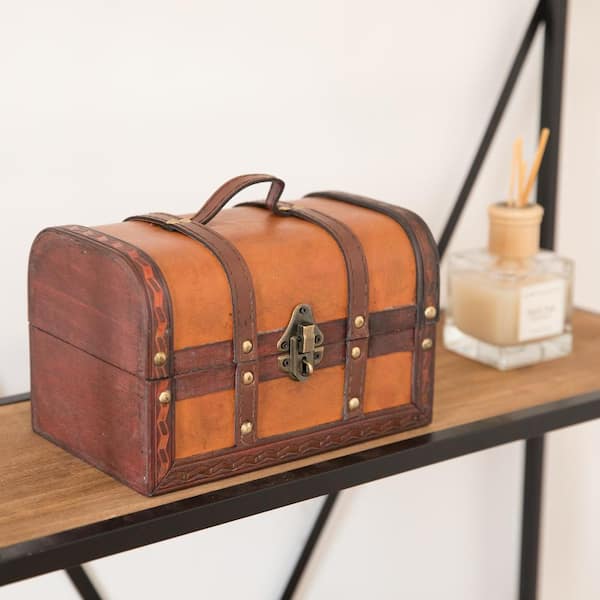 Vintiquewise 8.5 in. x 5.5 in. x 5.5 in. Wood Faux Leather