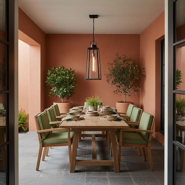 Hugh 27.25 in. 1-Light Black Outdoor Pendant Light