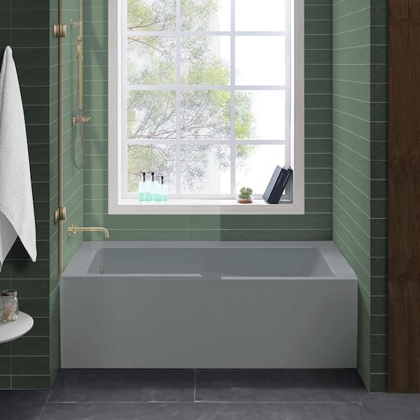Voltaire 60 in. x 32 in. Soaking Alcove Bathtub with Left-Hand Drain in Gray Matte