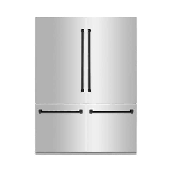 ZLINE Kitchen and Bath Autograph Edition 60 in. 4-Door French Door Refrigerator with Ice & Water Dispenser in Stainless Steel & Matte Black