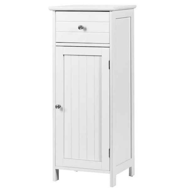 Unbranded 14 in. W x 12 in. D x 34.5 in. H White Linen Cabinet Wooden Bathroom Floor Storage Cabinet with Drawer and Shelf