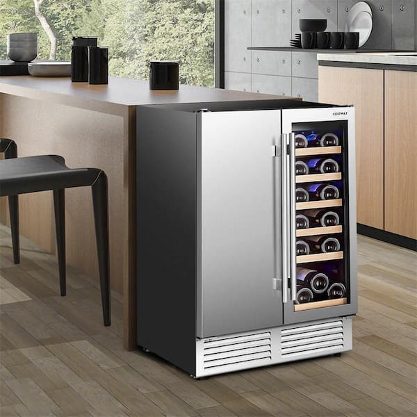 Digital Controls Cellar Cooling Unit in Black with 2- in -1 Beverage and Free-Standing and Built-in Dual Zones Fridge