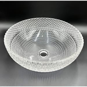 Scotch 16 in. Circular Bathroom Vessel Sink in Clear Tempered Glass