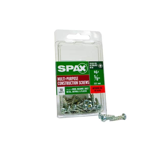 SPAX #6 x 5/8 in. Interior Pan Head Wood Metal Screws Cabinet Phillips Square Unidrive (50 EA)