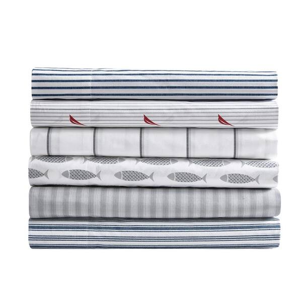 StyleWell Cotton Percale Crystal Bay Blue and White Stripe 4-Piece Queen  Sheet Set SU200SS-QEN-CSC - The Home Depot