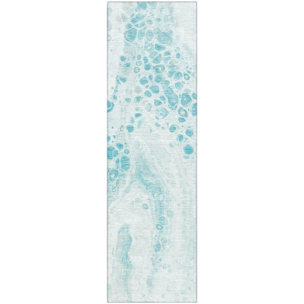 Mayfield Premium Machine Washable Abstract AMF1935 Teal 2 ft. x 7 ft. Runner Rug price history on PriceWatchPro