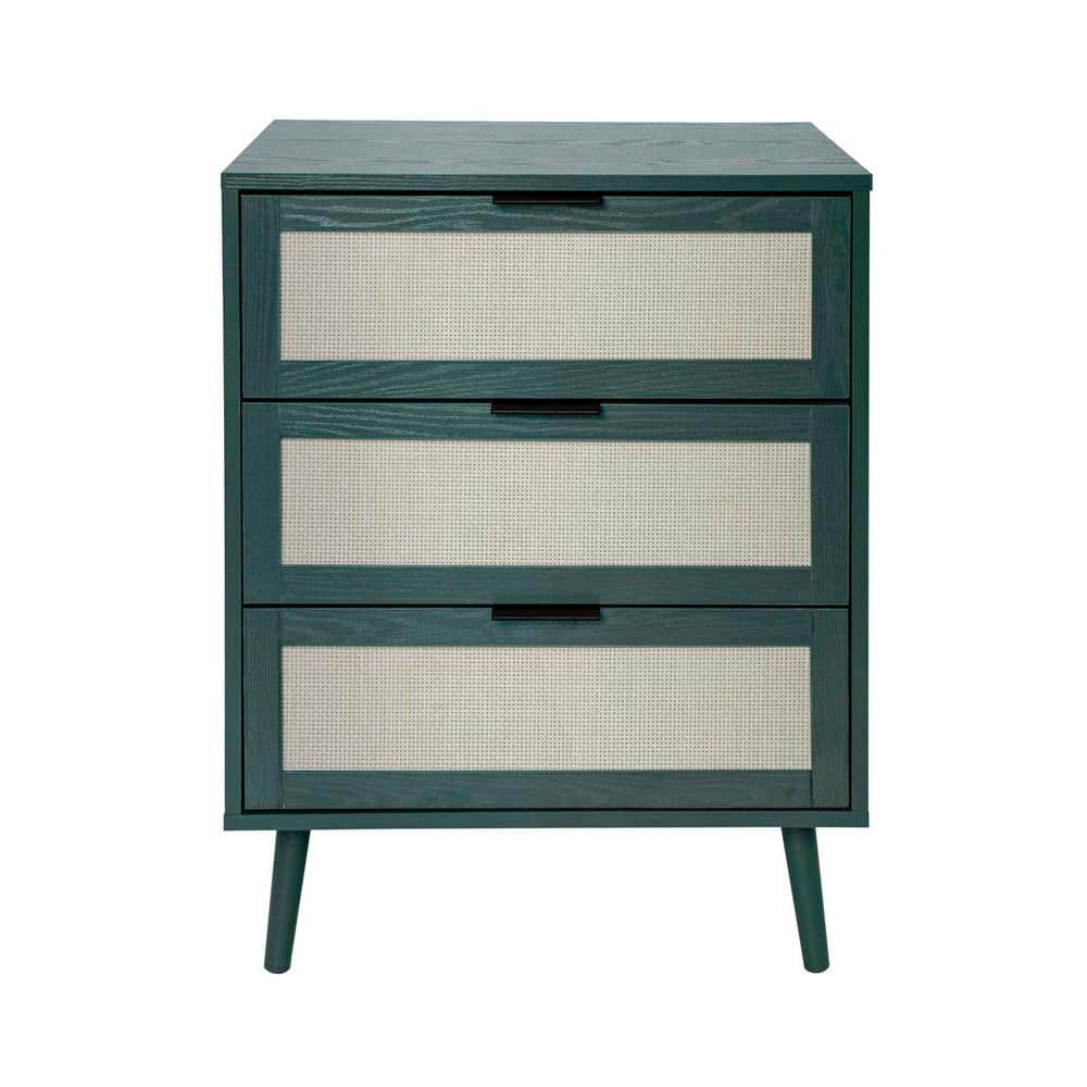23.62 in. W x 15.39 in. D x 30.51 in. H Dark Green Linen Cabinet with 3-Dra