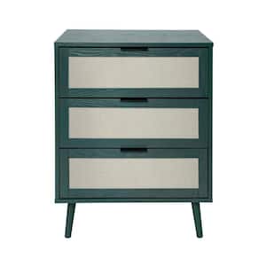 23.62 in. W x 15.39 in. D x 30.51 in. H Dark Green Linen Cabinet with 3-Drawer