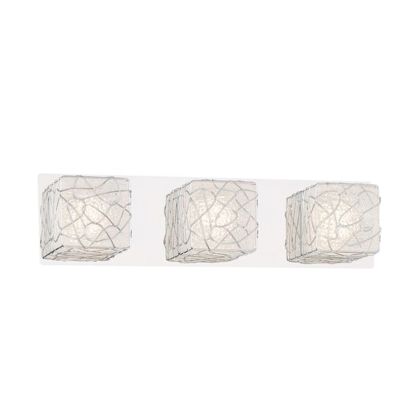 George Kovacs Livewire 20.08 in. 3-Lights Chrome LED Vanity Light Bar with Hand Crafted Clear Square Acrylic Shades