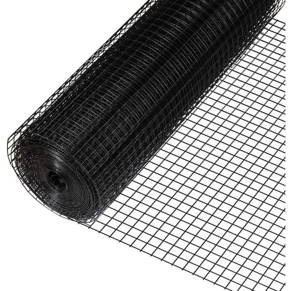 Fencer Wire 3 ft. x 50 ft. 16-Gauge Black PVC Coated Welded Wire Fence with 1 in. x 1 in. Mesh