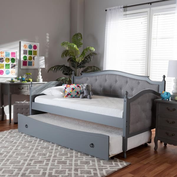 Baxton Studio Marlie Gray Twin Trundle Daybed 158 9629 HD The