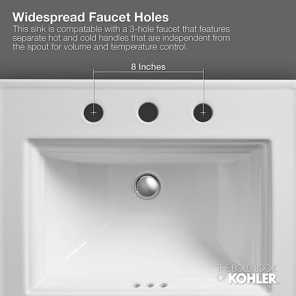 KOHLER Cimarron 8 with Home Depot Black Overflow in Vitreous The K-2362-8-7 in. Sink Drain Widespread Combo Pedestal Black Bathroom China 
