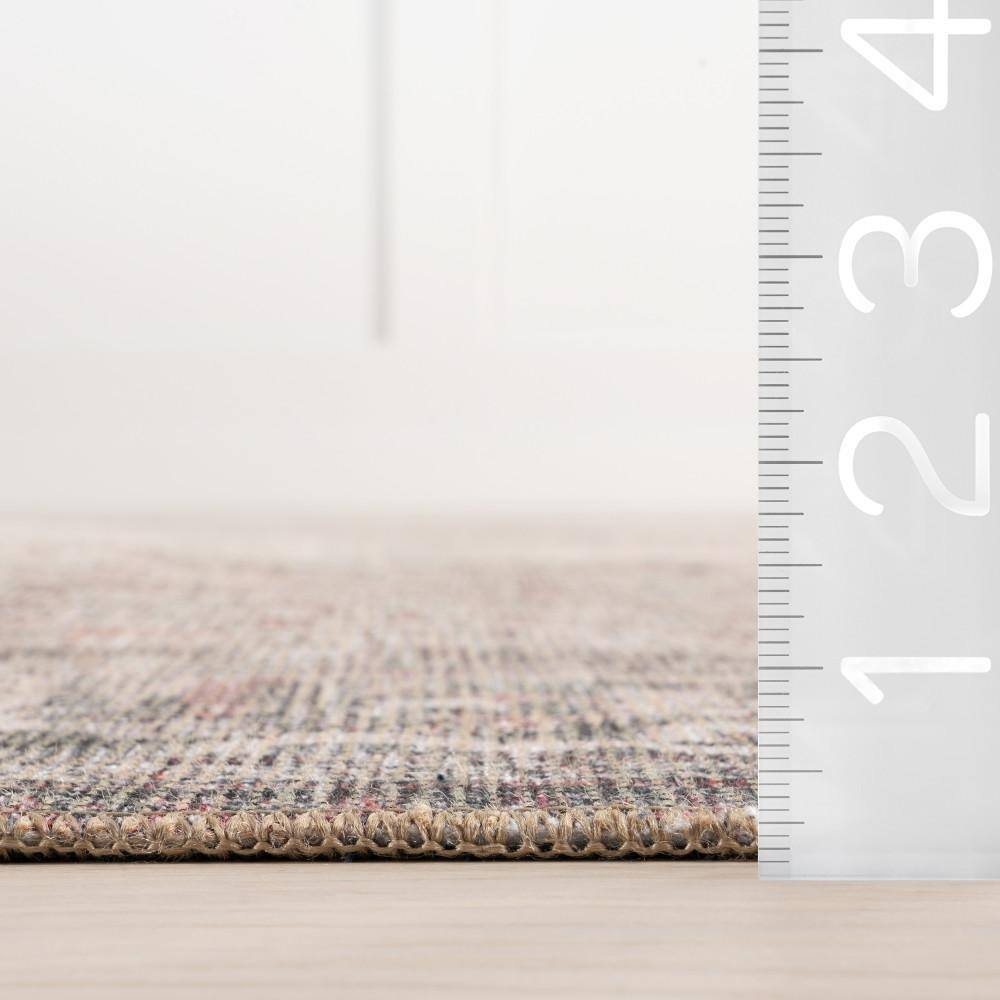 Gray and Burgundy Synthetic Rectangular Area Rug, 7' 10" x 10'