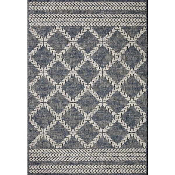 Loloi Rainier Denim/Ivory 2 ft. - 2 in. x 3 ft. - 9 in. Indoor/Outdoor Area Rug
