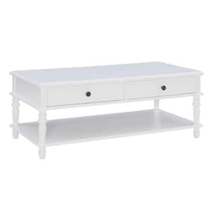 Perl 42 in. L Rustic White Rectangle Wood top Coffee Table