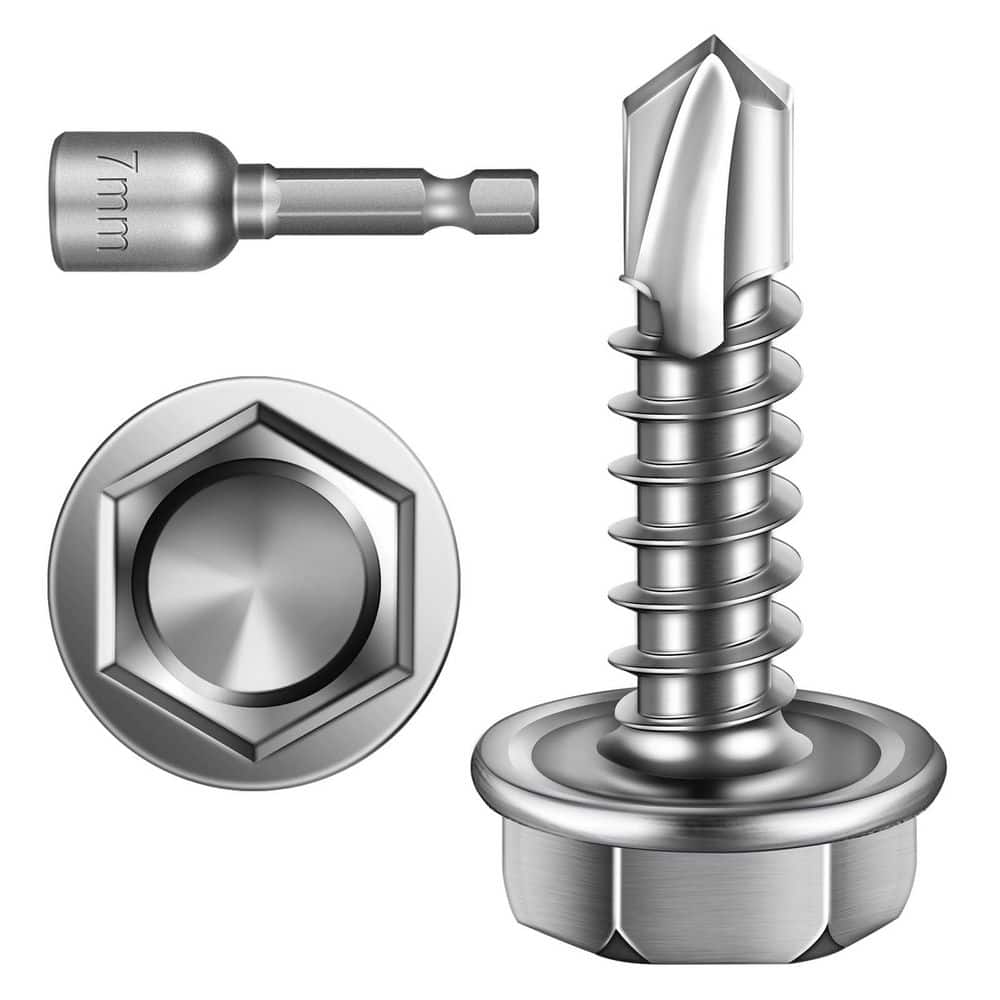 "#8 x 5/8 in. Stainless Steel Hex Washer Head Self Drilling Sheet Metal Screws (300-Pack)" price history on PriceWatchPro