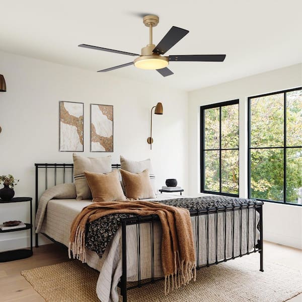 52 in. Indoor Color Changing Integrated LED Gold 6-Speed DC Ceiling Fan with Light and Remote Control