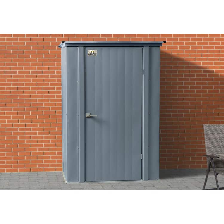 Arrow 4 ft. W x 3 ft. D Metal Shed Patio Storage 12 sq. ft. in Charcoal